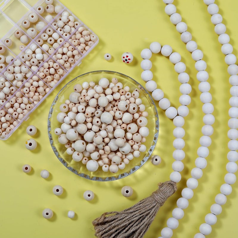 Secmity 280pcs Wooden Beads for Crafts 5 Sizes Unfinished Wood Bead Bulk 8mm, 10mm, 12mm, 14mm, 16mm Beads for Craft Making Decorations DIY Jewelry Making, Macrame, Bracelets - Image 3
